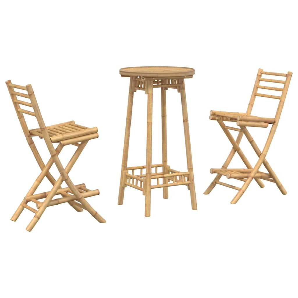vidaXL Gartentisch 3-tlg. Outdoor-Bar-Set Klappbar Bambus (1-St)