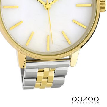 OOZOO Quarzuhr Oozoo Damen Armbanduhr Timepieces Analog, (Analoguhr), Damenuhr rund, groß (ca. 40mm), Metallarmband silber, gold, Fashion