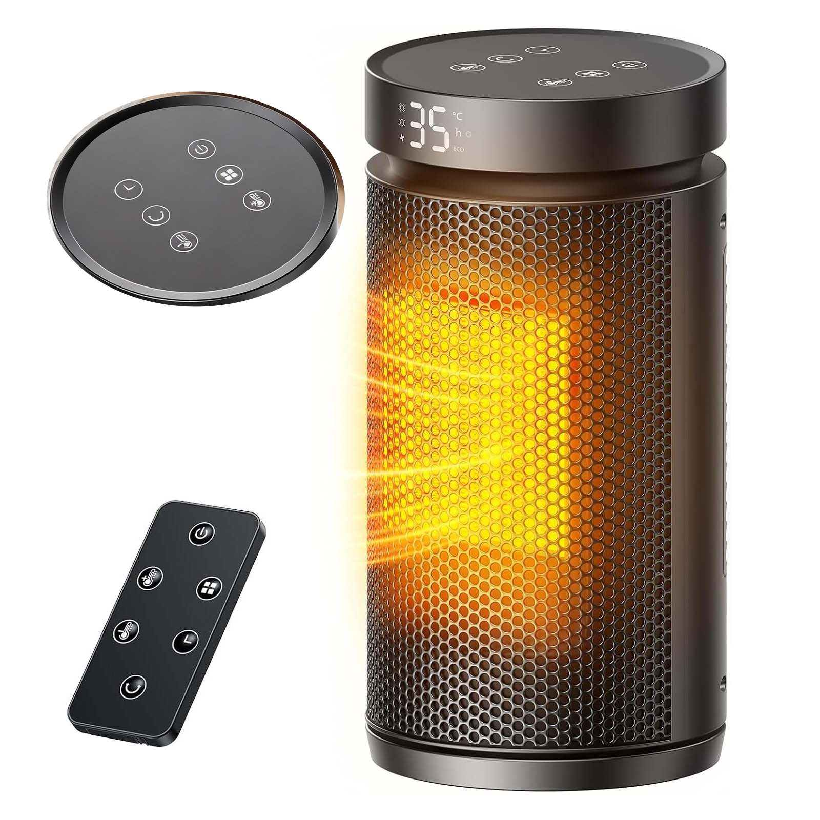 MODFU Heizlüfter Haushaltsheizgerät Elektroheizer Warmluftgebläse Mini-Heizlüfter, 3 Modi 2000W 75°-Schwenkfunktion mit Kippschutz und Überhitzungsschutz