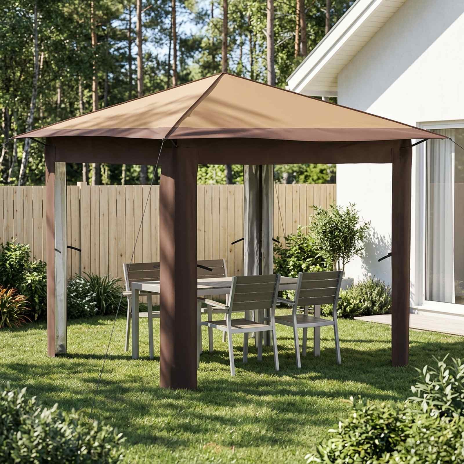 vidaXL Partyzelt Gazebo ohne Seitenwand 2,6 x 2,6 m Beige und Braun