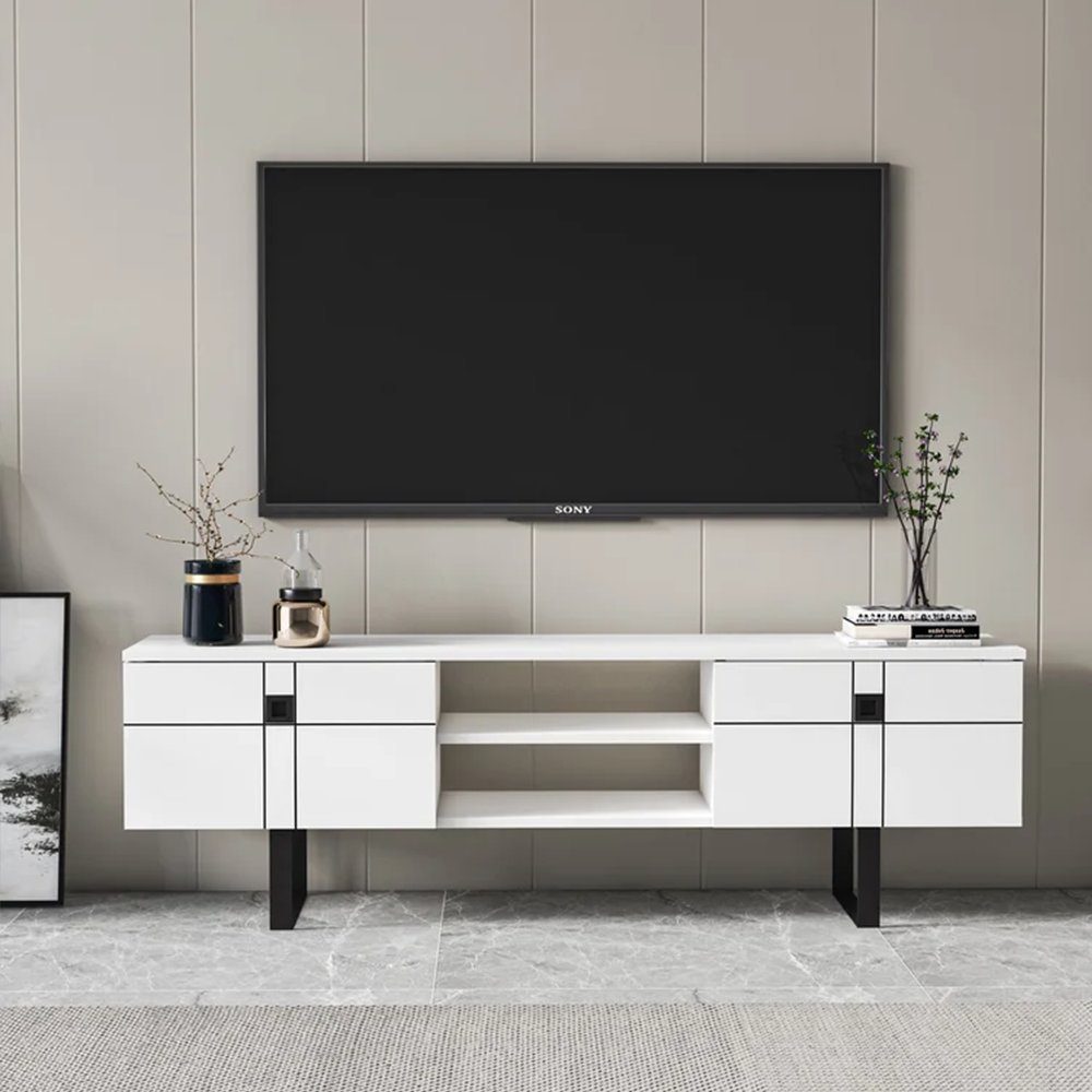 cm Weiß 160 Nussbaum cm oder TV-Schrank Schwarz x weiß/schwarz 50 & x 35cm Paulo TV-Schränke Minimadecor