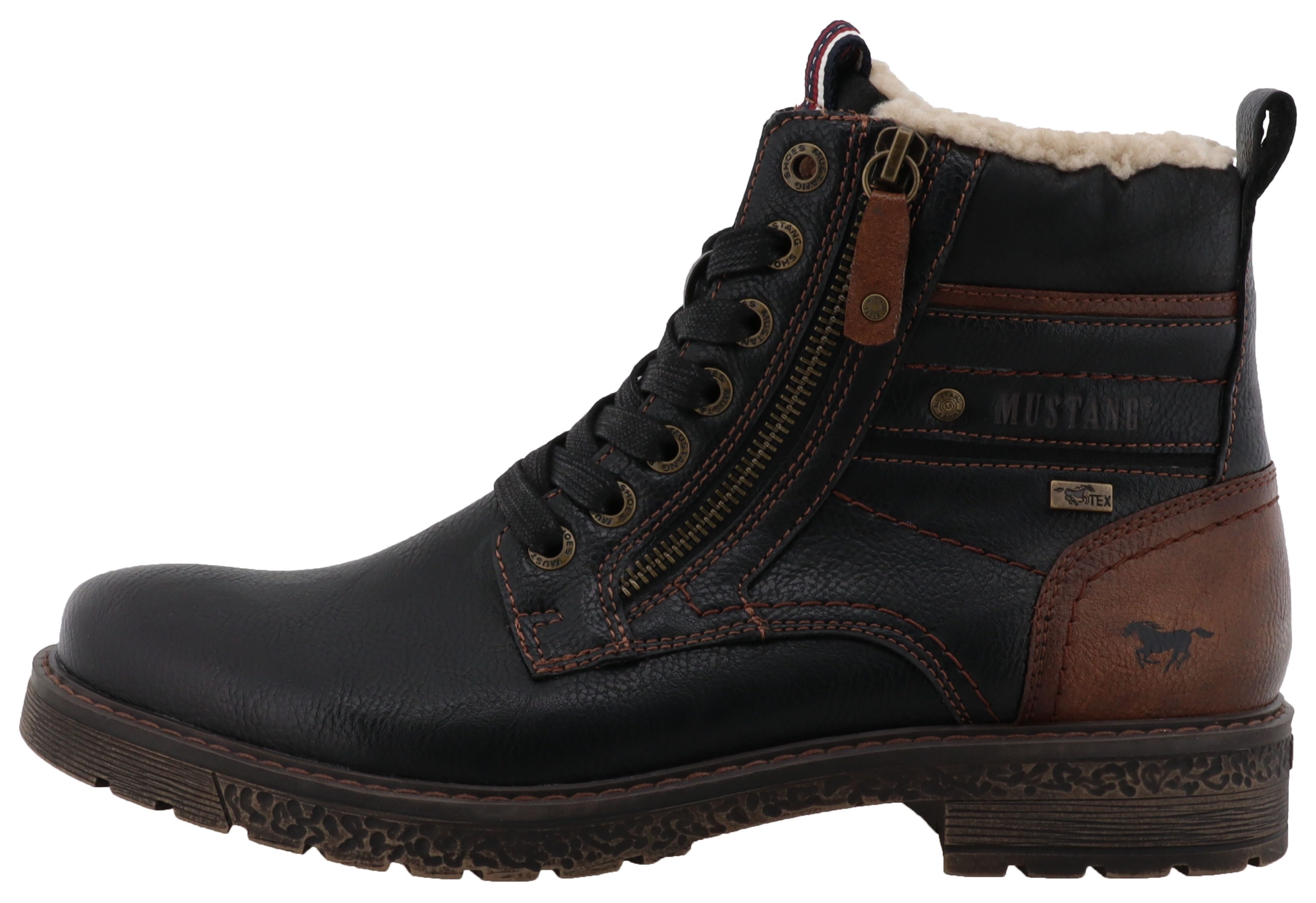Mustang Shoes Midor Winterstiefelette Schnürstiefel, Winterstiefel mit Warmfutter