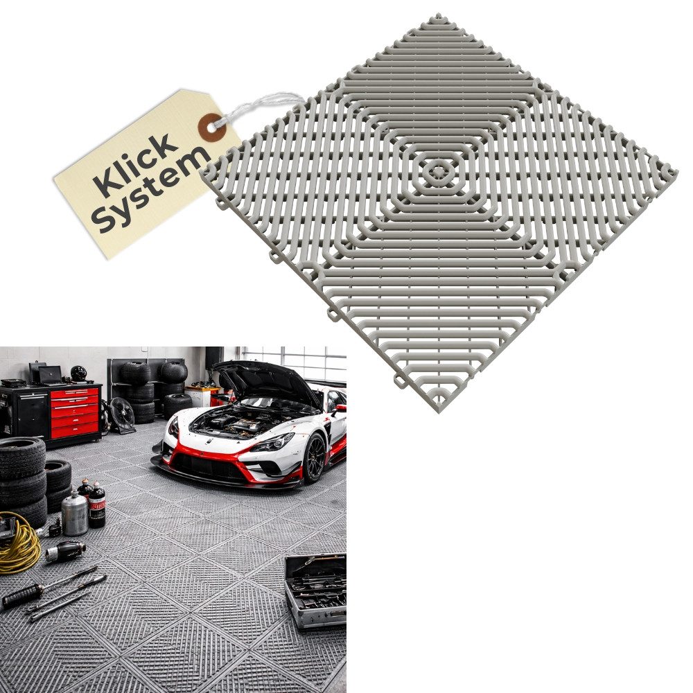 GarPet Outdoor-Bodenplatte Klickfliesen Set Bodenplatte Kunststoff Garage Drainage Garagenboden