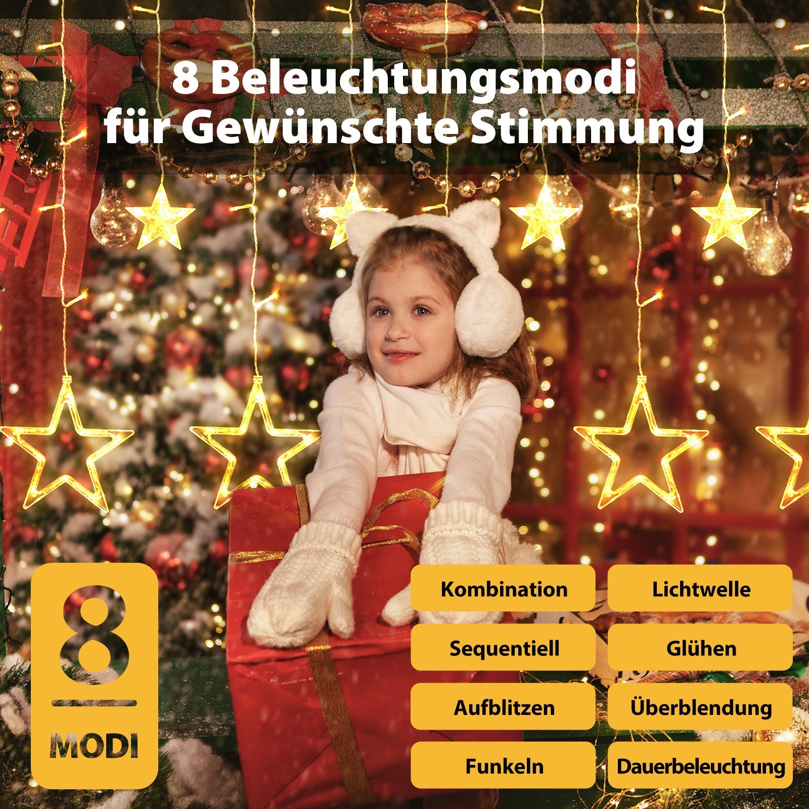 Salcar LED-Lichterkette 2m Sterne LED Lichterkette Außen Lichtervorhang Inn günstig online kaufen