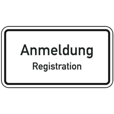 König Werbeanlagen Hinweisschild Anmeldung/Registration,2-sprachig,Aluminium RA0,600x330mm