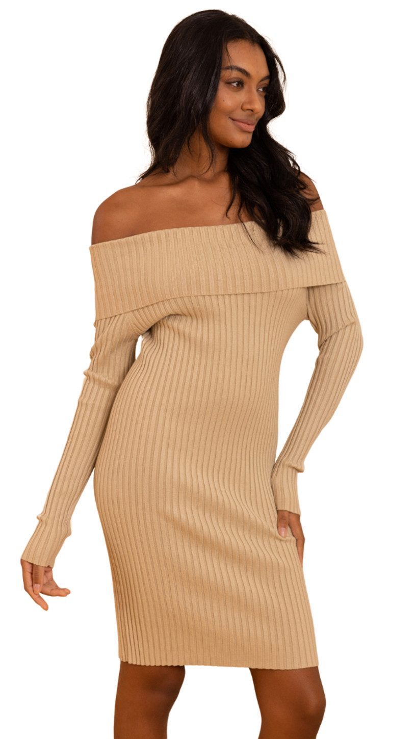 Charis Moda Strickkleid Carmen Strickkleid tailliert knielang