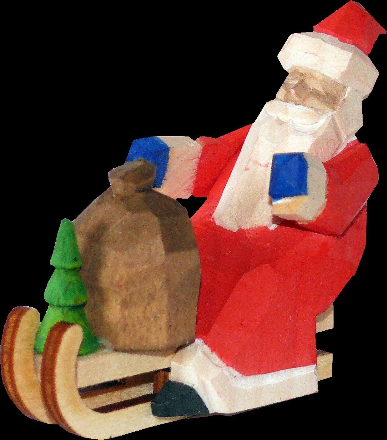 Weihnachtsfigur Rodler Weihnachtsmann bunt geschnitzt 6cm mini