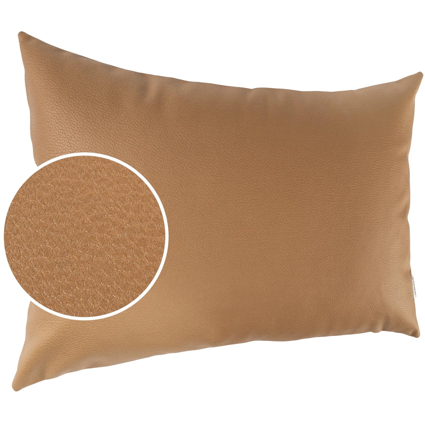 Kisska Dekokissen Kissenhülle KUMO atmungsaktive Kunstleder Kissenbezug Zierkissen, Kissenüberzug ohne Füllung Leder-Optik UNI 50x30cm Einfarbig Safran