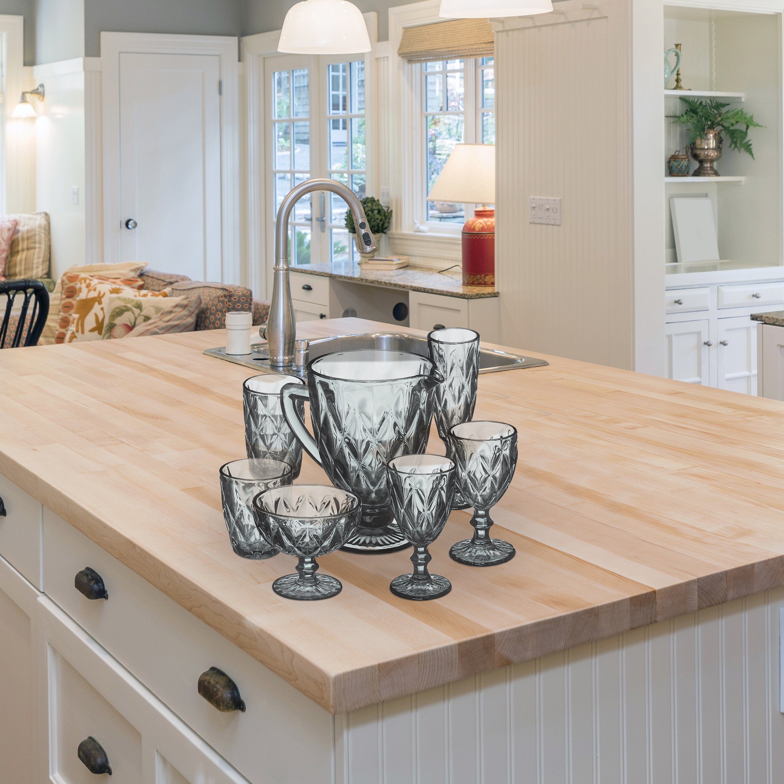 relaxdays Gläser-Set Graues Gläser Set 7-tlg., Glas