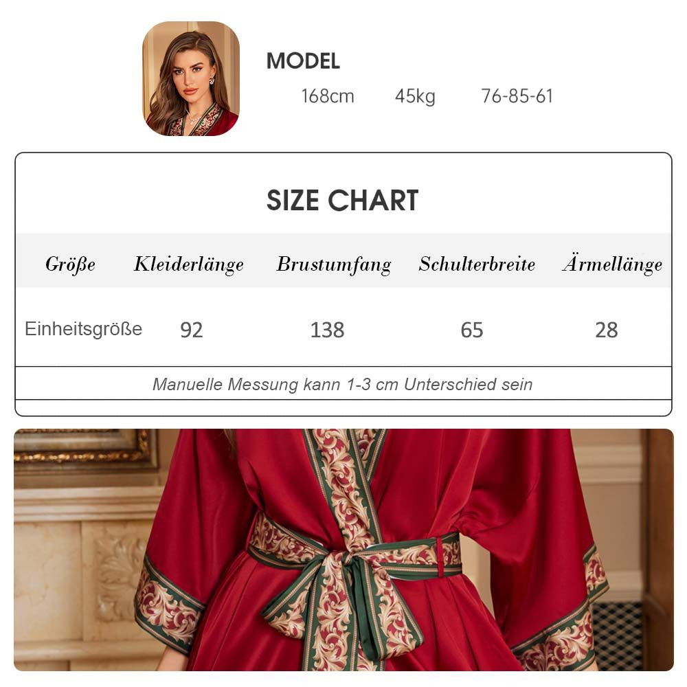 Vivi Idee Morgenmantel Kimono Bademantel, Nachthemd, Schlafmantel, satin Einheitsgröße WP3370, Bindegürtel, Seidig