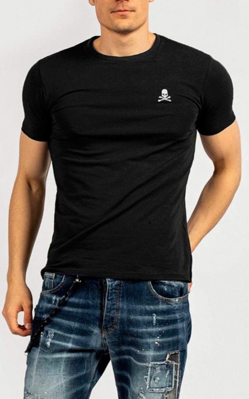 PHILIPP PLEIN T-Shirt Herren Slim FIt Totenkopf-Logo Shirt verpackt in einer box mit Python-Optik-Druck