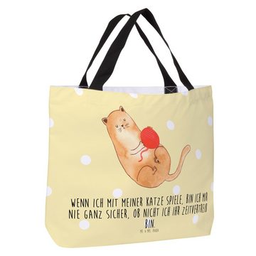 Mr. & Mrs. Panda Shopper Katze Wolle - Gelb Pastell - Geschenk, Shopper, Katzenprodukte, Trage (1-tlg), Trendiges Design