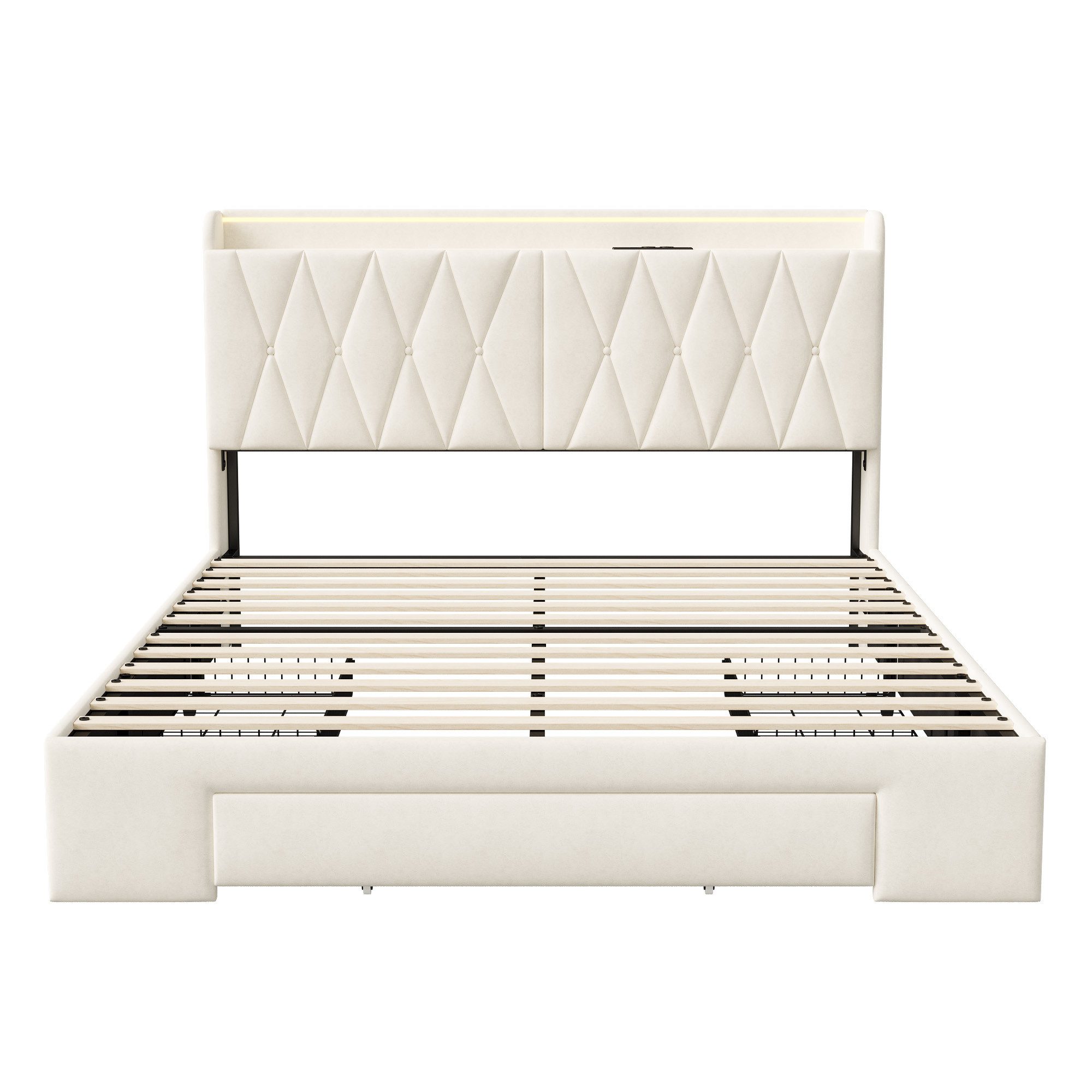 Furnishings Home Polsterbett LED Doppelbett 140x200cm, Stauraumbett mit Kop günstig online kaufen