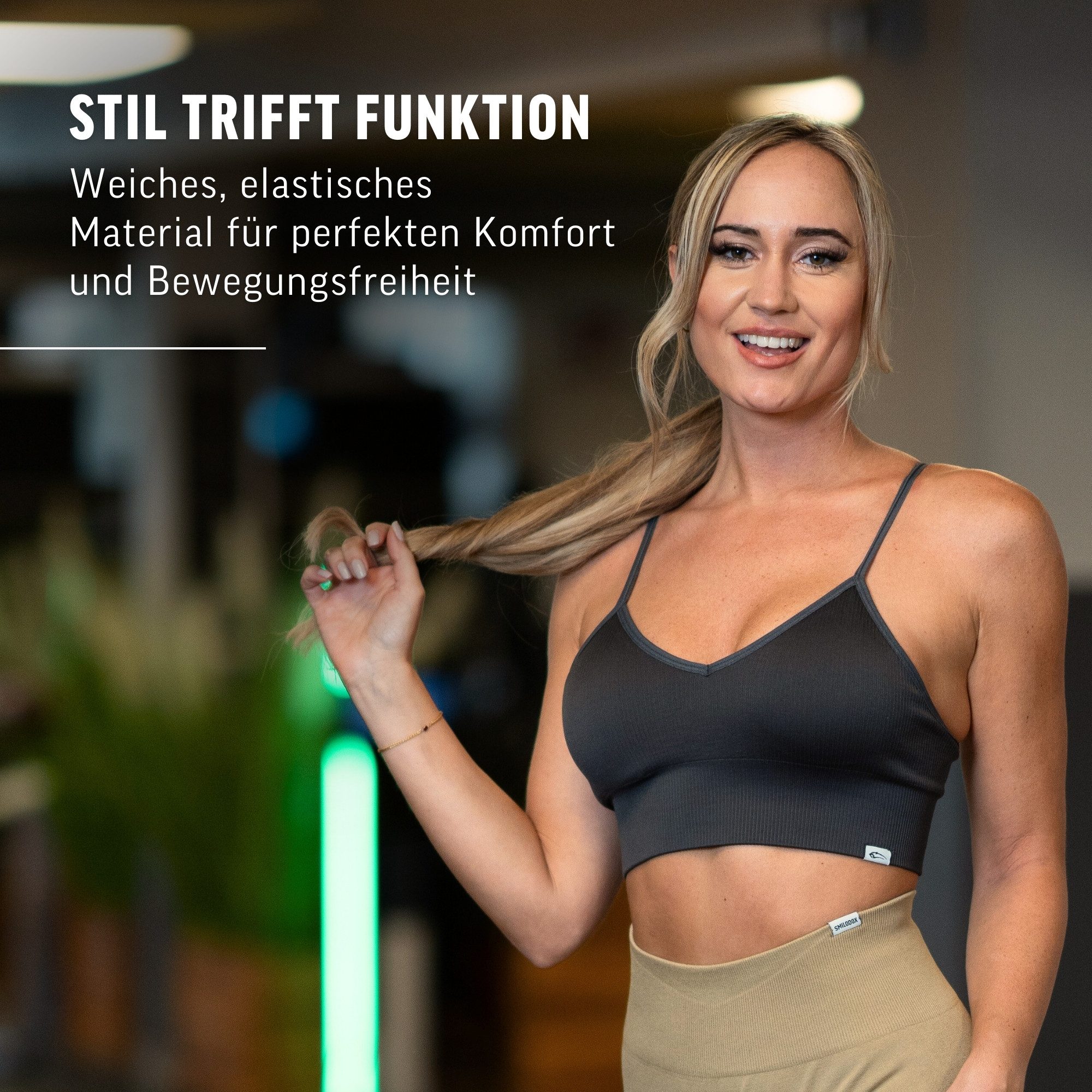 Smilodox Sport-BH Alma, Shaped Fit Yoga Bra, mit herausnehmbaren Cups V-Ausschnitt, Blickdicht, Ohne Bügel, Verstellbare Träger Sport Top – Bild 3 von 5