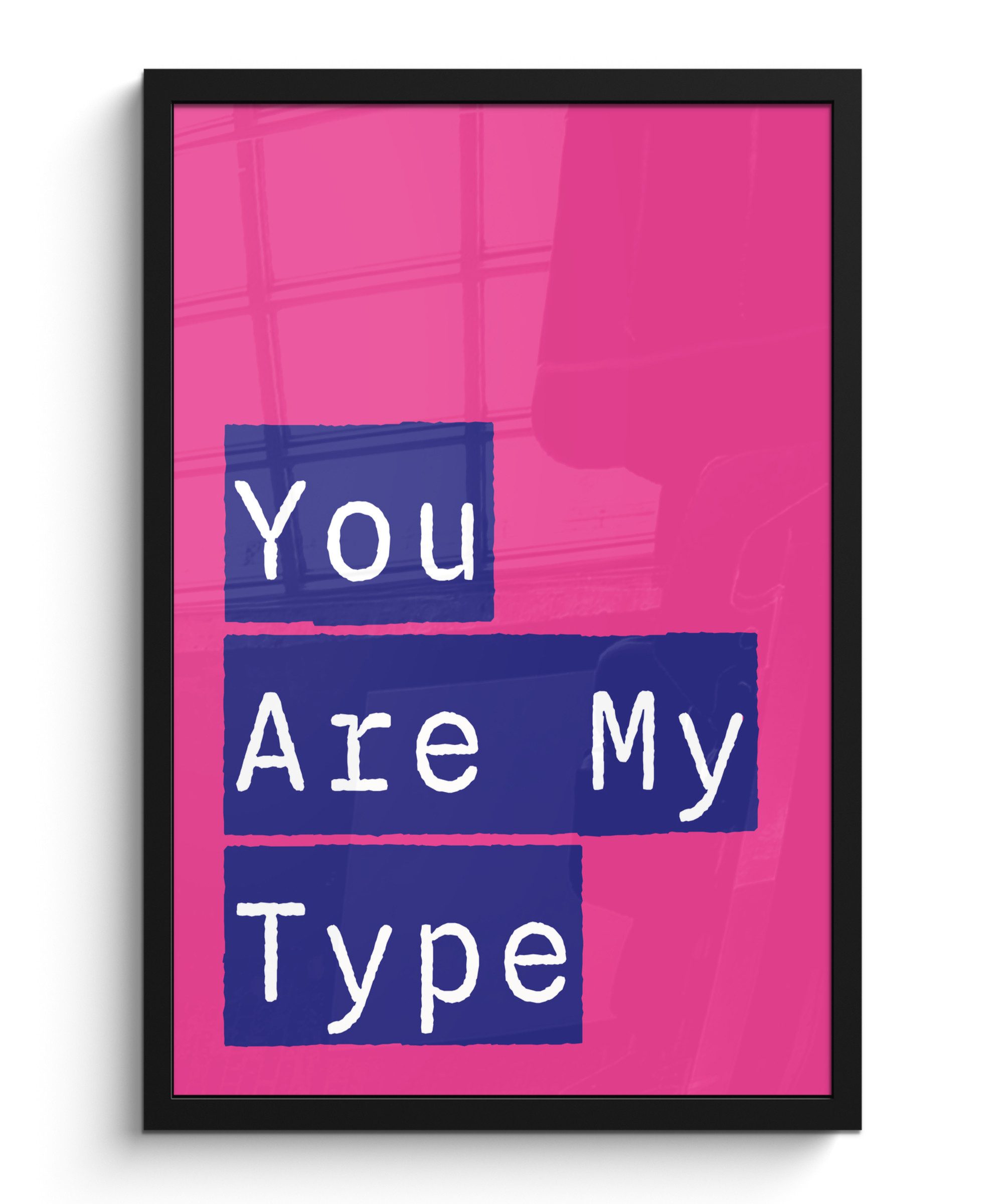 MuchoWow Poster Valentinstag - Text - Liebe, (1 St), Bilderrahmen Schwarz, Wanddeko für Wohnzimmer, 40x60 cm