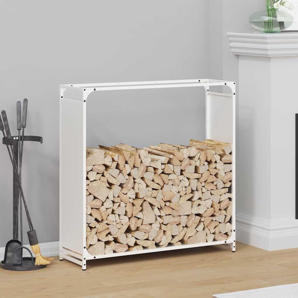 vidaXL Kaminholzregal, Brennholzregal Weiß 90x28x90 cm Kaltgewalzter Stahl