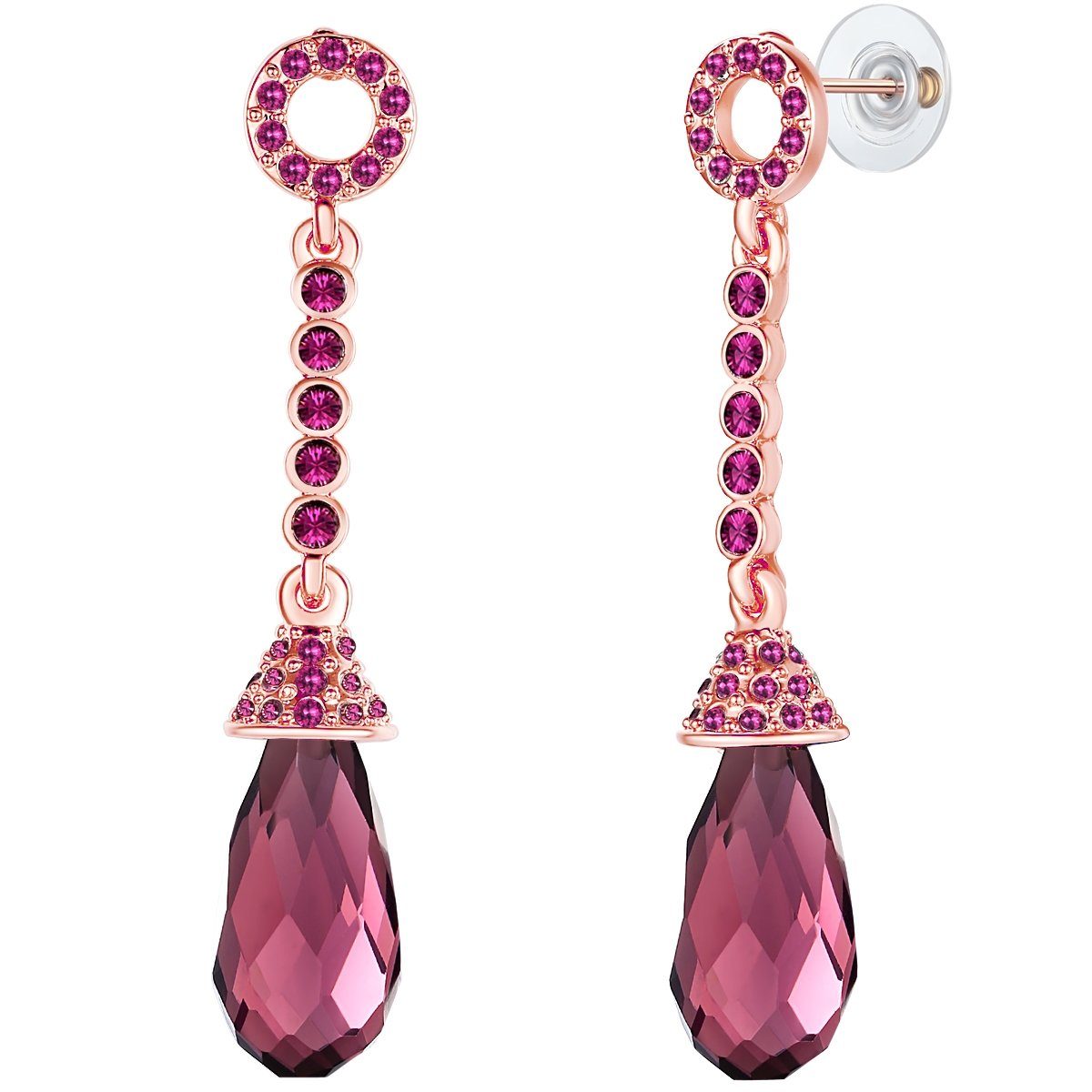 Lulu & Jane Paar Ohrhänger Ohrhänger roségold verziert mit Kristallen von  Swarovski® violett Glas violett
