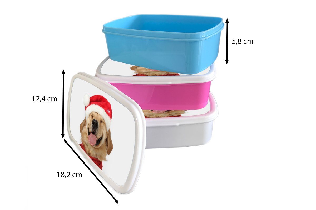 MuchoWow Lunchbox Hund - Mädchen, Mädchen Erwachsene, für Kinder für Kinder Brotdose, Jungen Lustig und - - Jungs Lachen Brotbox - (2-tlg), weiß - und Kunststoff