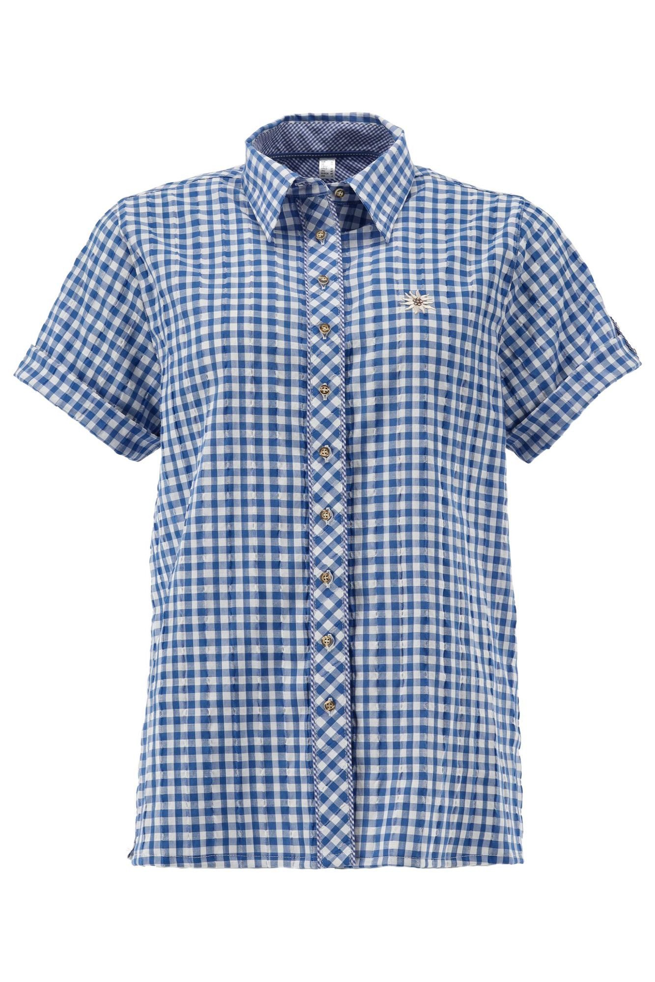 OS Trachten Trachtenbluse Tadora gerader Schnitt, Krempelärmel günstig online kaufen