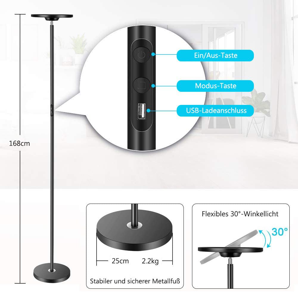 LMaxhome LED Stehlampe Smart Weiß+RGBWW Dimmbar günstig online kaufen