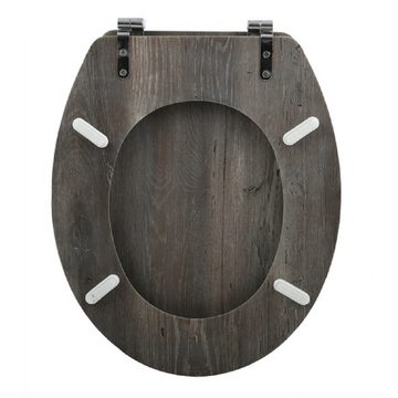 MSV WC-Sitz BLUE RIDGE, Toilettendeckel Holzkern MDF, Scharniere aus Edelstahl - hochwertige und solide Qualität, Naturholz Optik, grau-braun