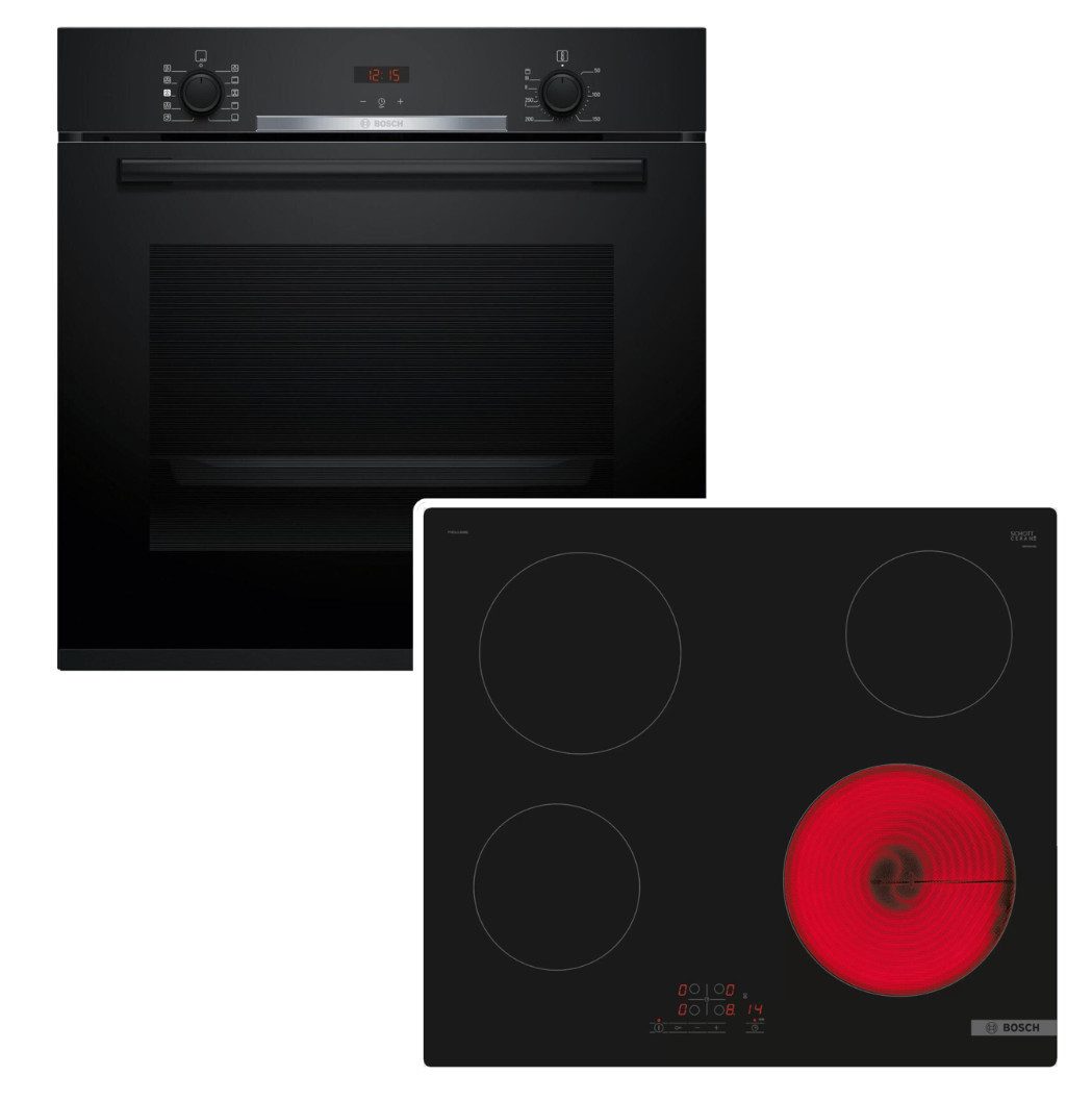 Backofen-Set Hydrolyse mit Glaskeramikkochfeld Kindersicherung autark 60 cm