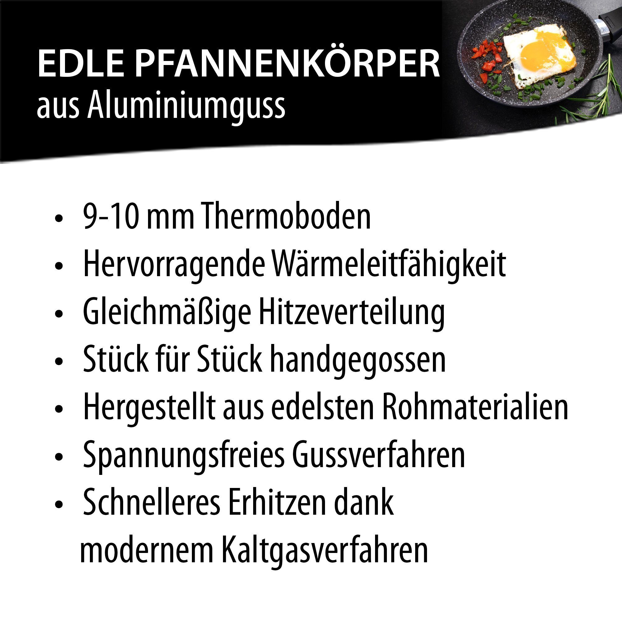 in Aluminium STONELINE abnehmbarer echten 1 Made Germany 2-tlg., Stielgriff, Steinpartikeln, Stofftasche), mit 1 Pfanne, (Set, 1 Wok, induktionsgeeignet,