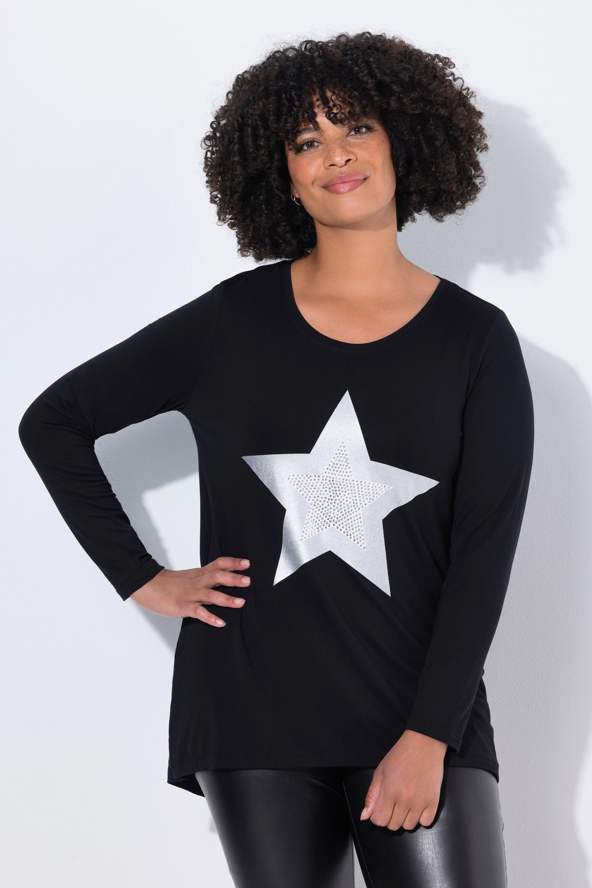 Angel of Style T-Shirt T-Shirt A-Linie Metallic Stern Langarm günstig online kaufen