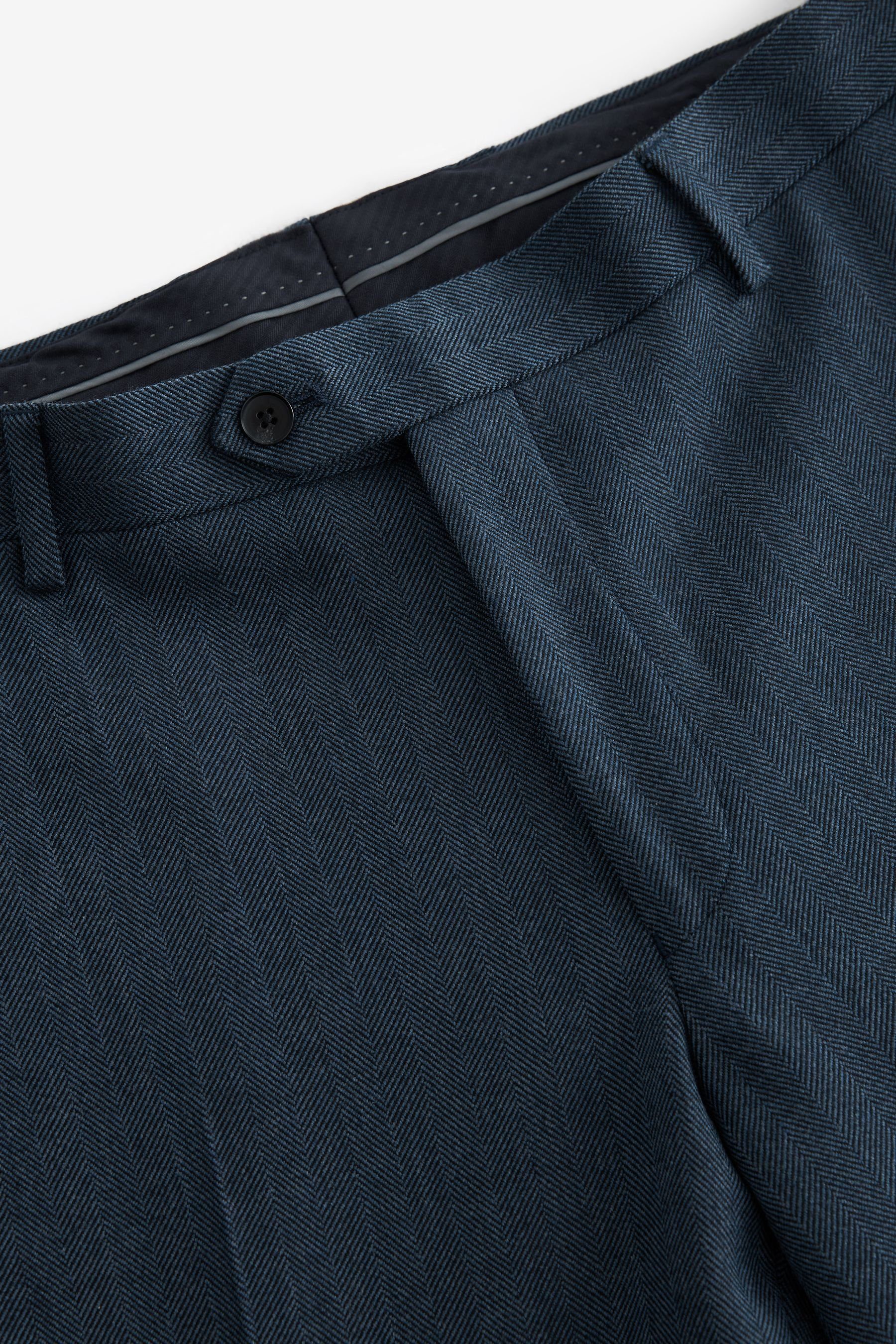 (1-tlg) Anzughose Anzughose Blue aus mit Next Wollgemisch Fischgratmuster