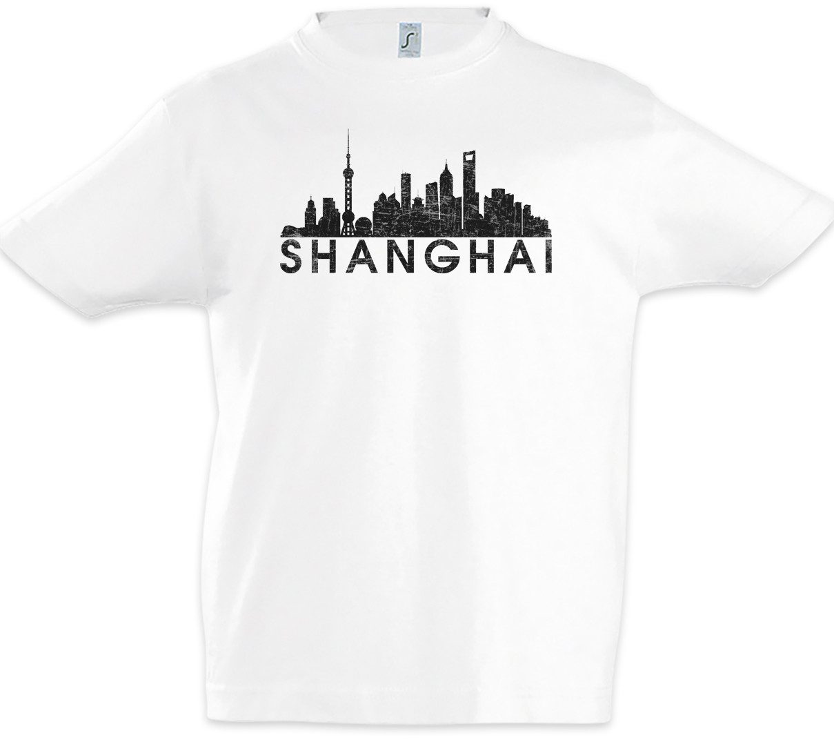 Print-Shirt Skyline Shanghai Kinder T-Shirt Schanghai China Stadt City Town Asia