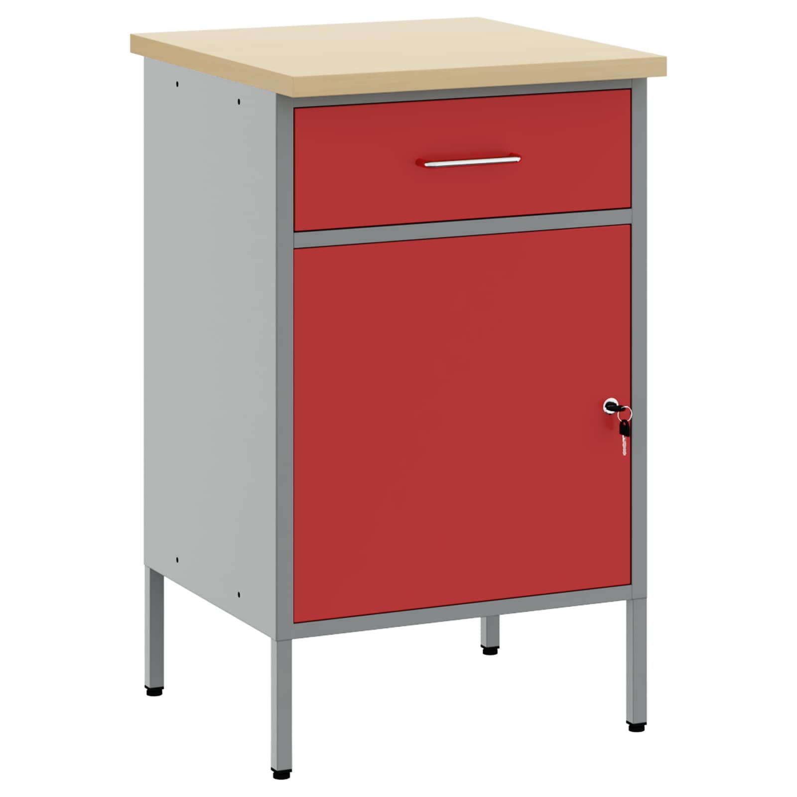 vidaXL Werkbank Rot und Grau 50 x 55 x 85 cm Ingenieure Holz und Stahl, (1-tlg)