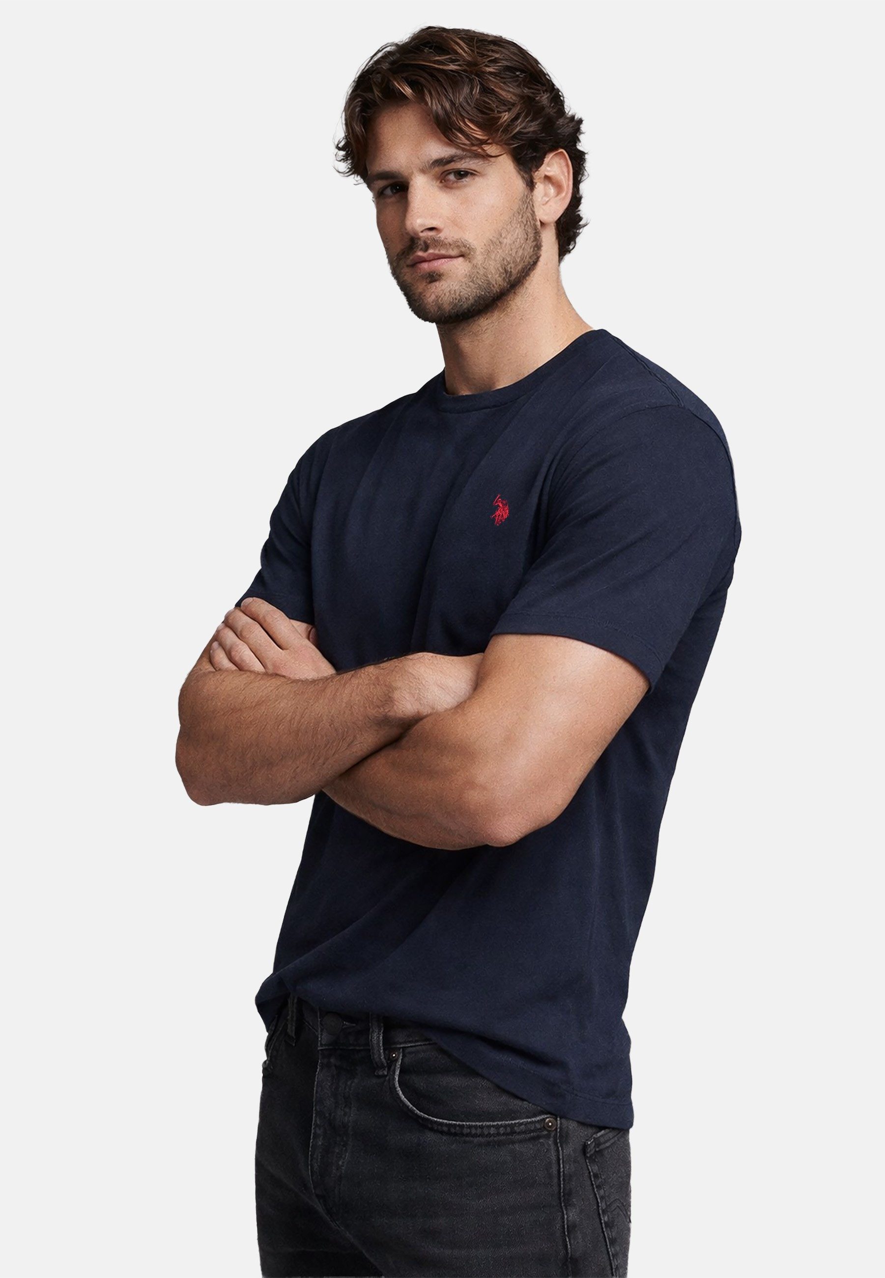 U.S. Polo Assn. T-Shirt USCaaleb – Herren Basic mit Rundhalsausschnitt 100 % Baumwolle mit weicher Haptik und leichtem Tragegefühl