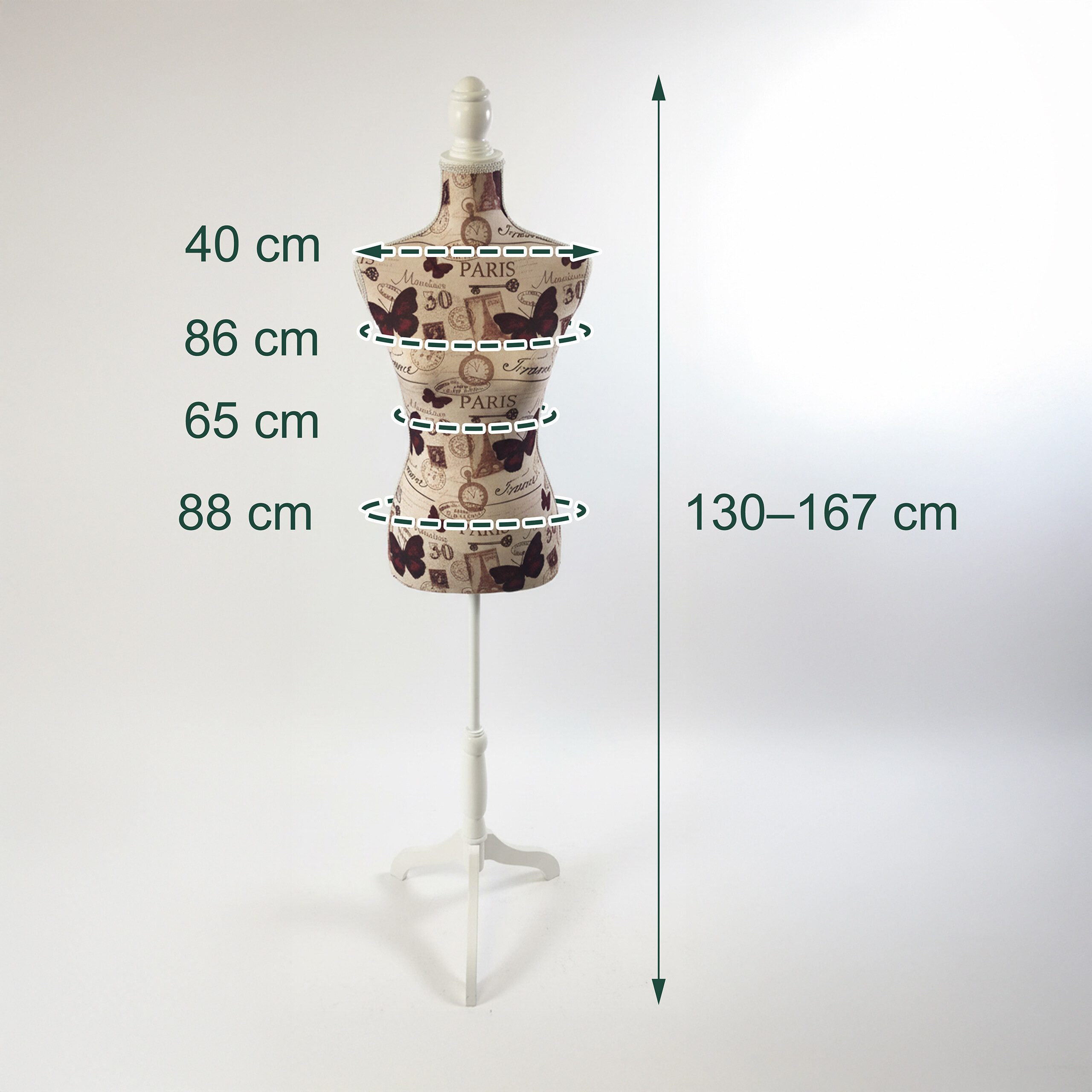relaxdays Schneiderpuppe Weibliche Schneiderpuppe 36/38 Paris