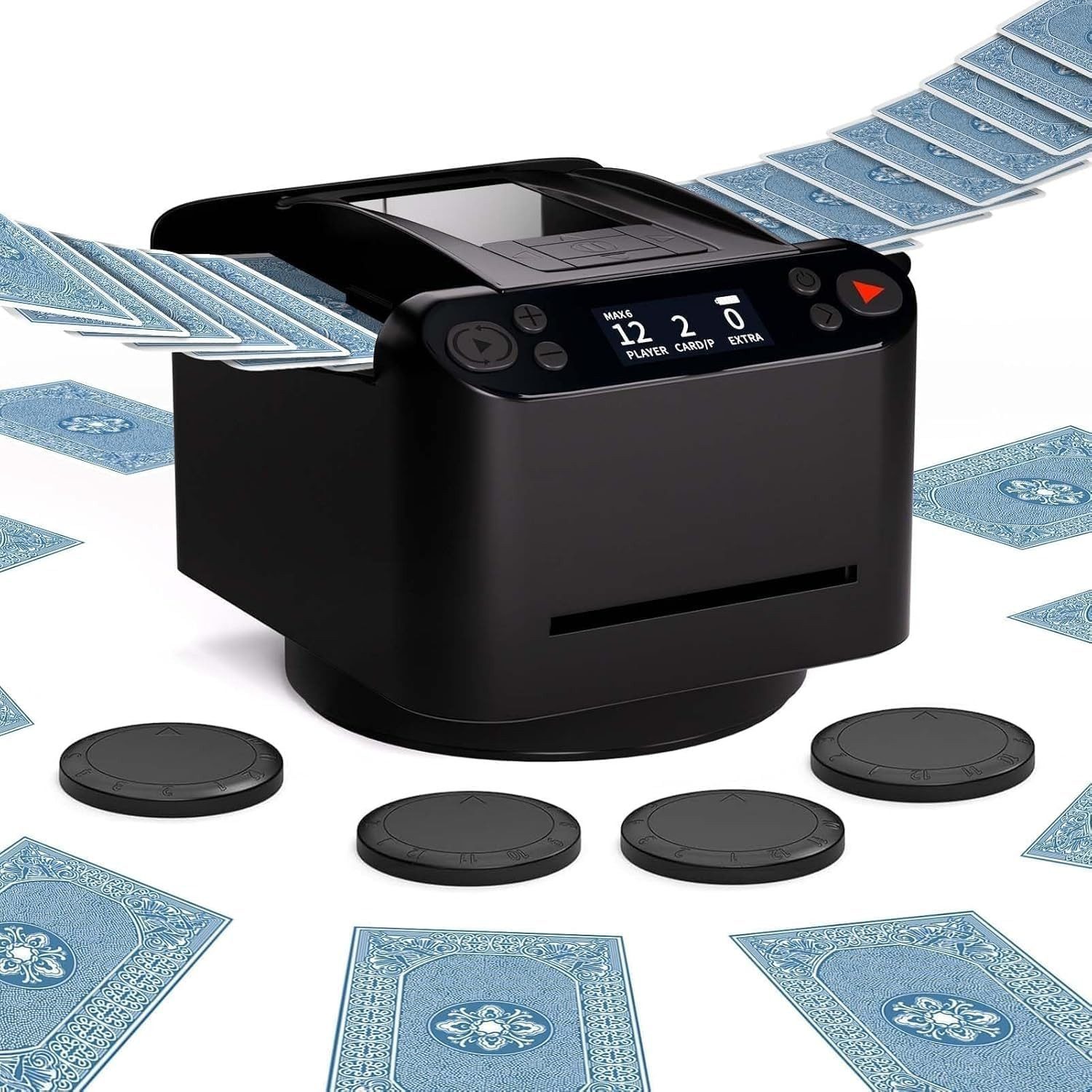 Topcony Spiel Kartenmischmaschine Elektrische mit 5200 mAh Akku für 2 Decks, Familienspiel, Gesellschaftsspiel, für UNO Romme Phase 10 Skip-BO etc Karte