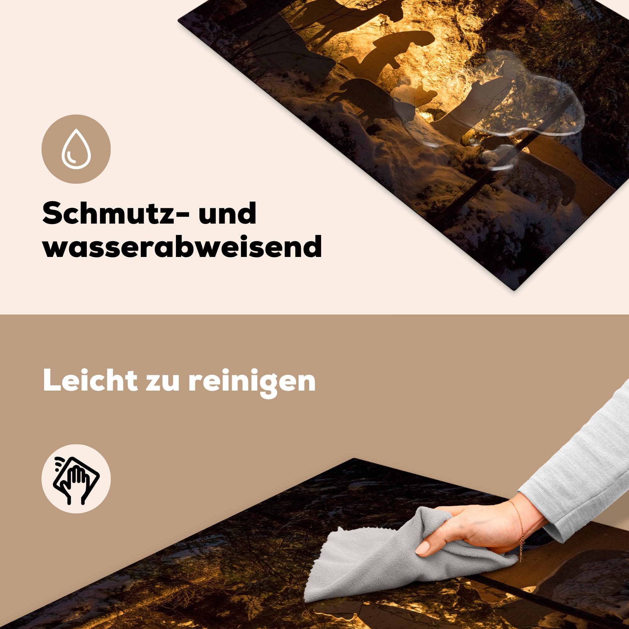 küche, die 81x52 Ceranfeldabdeckung MuchoWow Vinyl, cm, Krippe Schutz für - Herdblende-/Abdeckplatte tlg), (1 Weihnachten, Induktionskochfeld