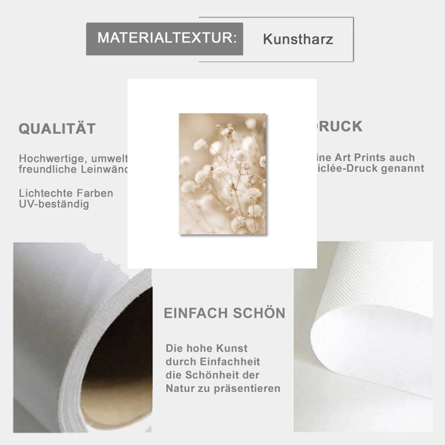 TPFLiving Kunstdruck OHNE RAHMEN, See See Brücke Leinwand Malerei Herbst Landschaft Strand (Leinwandbild XXL), Farben: Farben: beige, weiß -Größe: 20x30cm