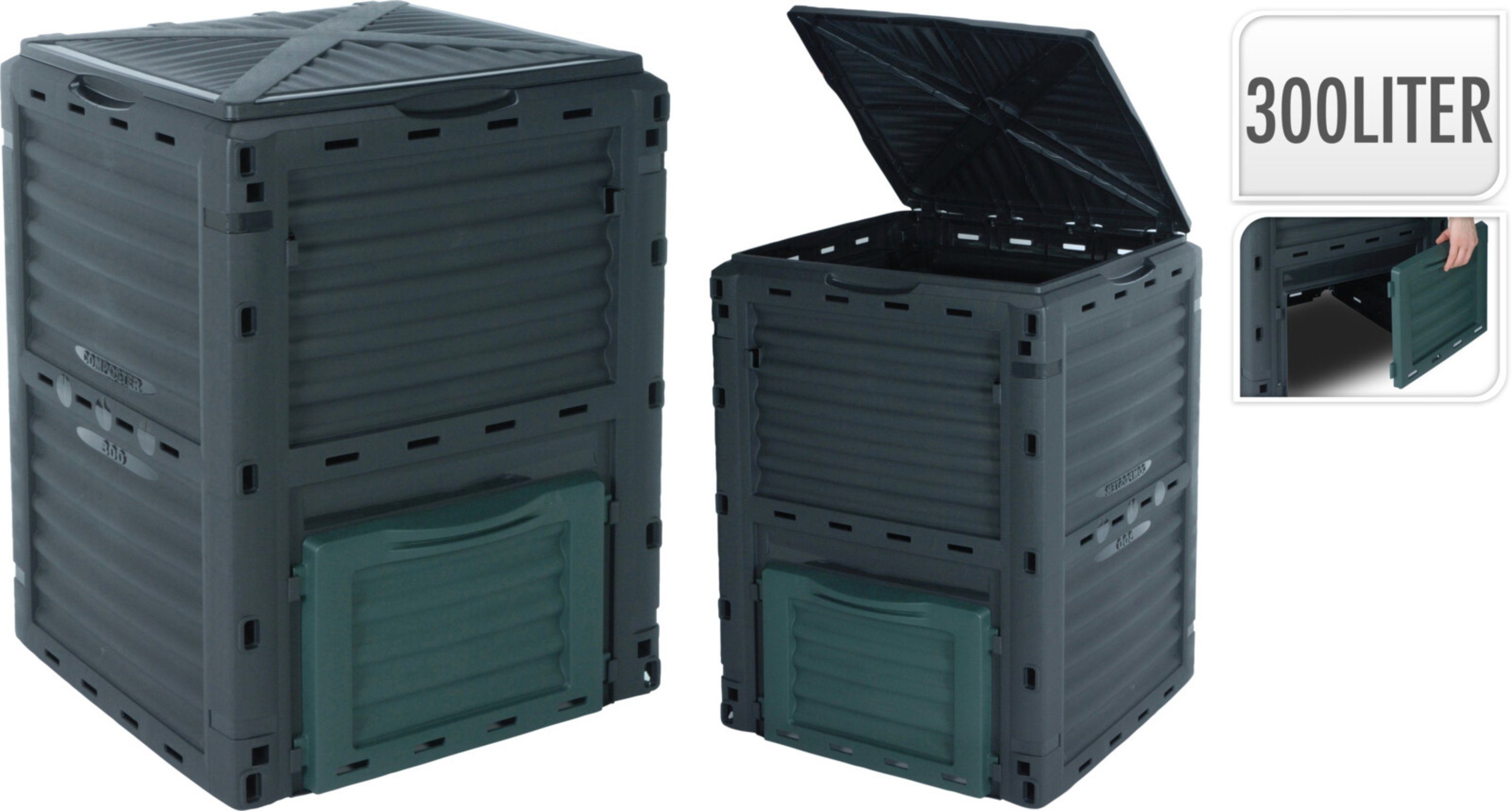 Progarden Komposter Y0860, BxTxH: 61x61x83 cm, 300 L inkl. Stecksystem Ventilationsöffnung
