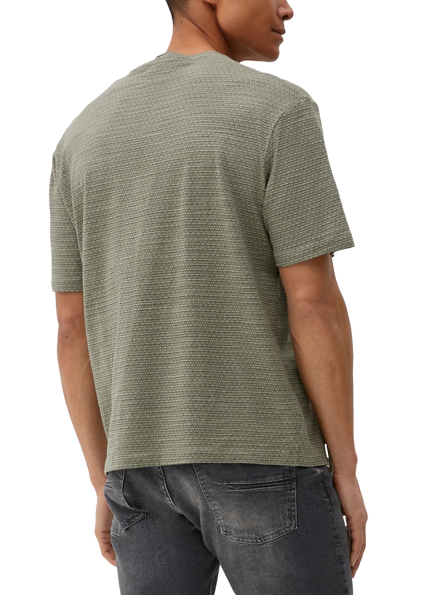 olivgrün Kurzarmshirt s.Oliver T-Shirt mit Alloverprint