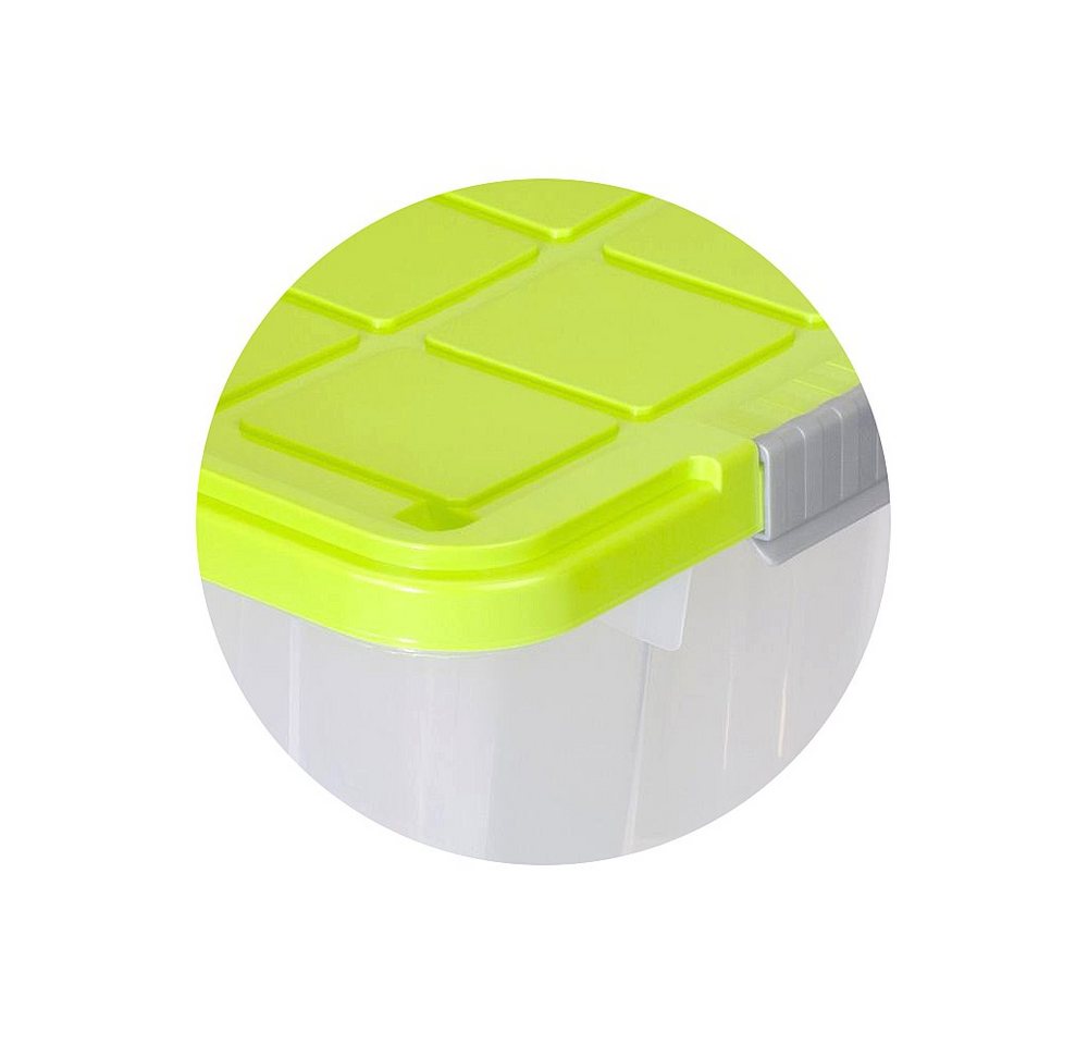Thumbnail - BigDean Aufbewahrungsbox 4 Stück Eurobox mit Deckel und Rollen 60 X 40 X 32,5 cm limegrün (4 St)