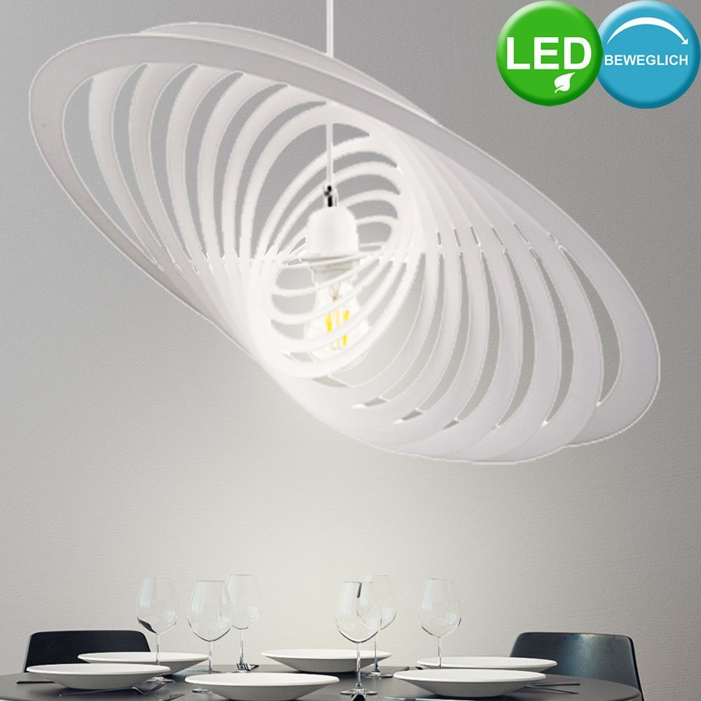 etc-shop LED Leuchtmittel Hänge weiß Set im Leuchte Pendel Warmweiß, Metall Pendelleuchte, inklusive, Ringe Decken Lampe verstellbar