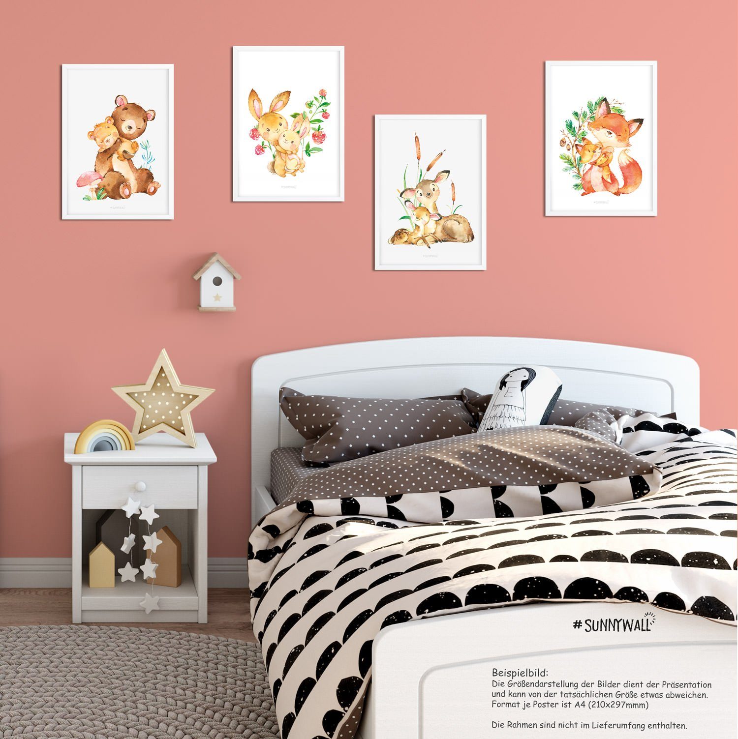 Sunnywall Poster Poster Kinderzimmer Waldtier Familie günstig online kaufen