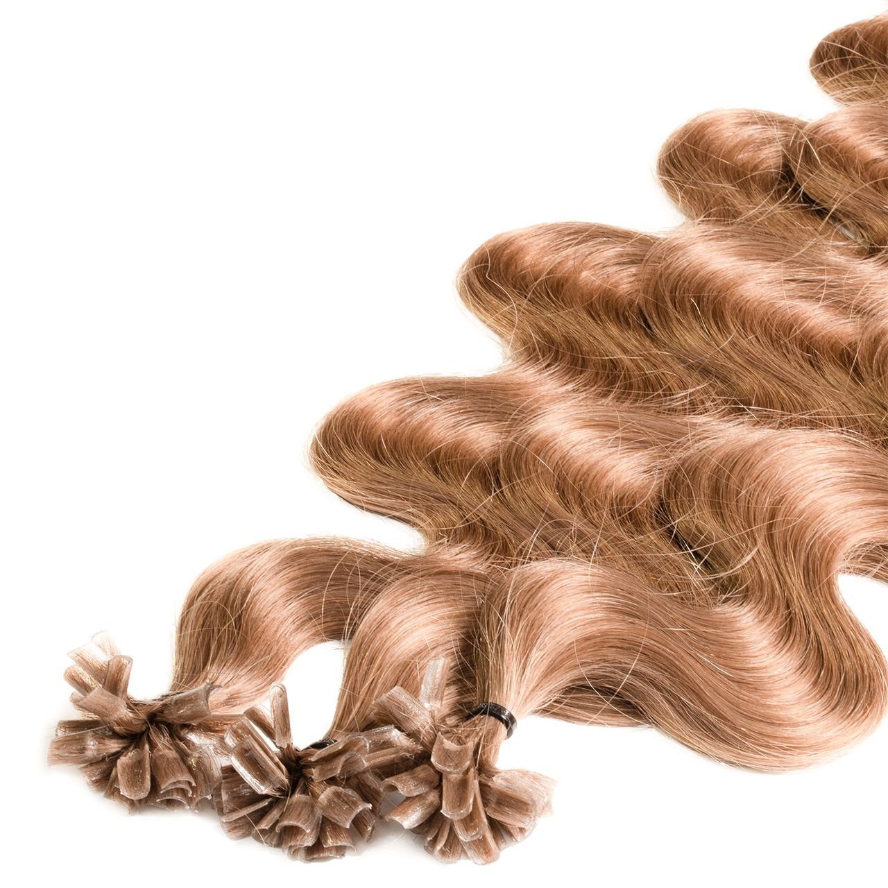 hair2heart Echthaar-Extension Premium Bondings gewellt #8/01 Hellblond Natur-Asch 40cm