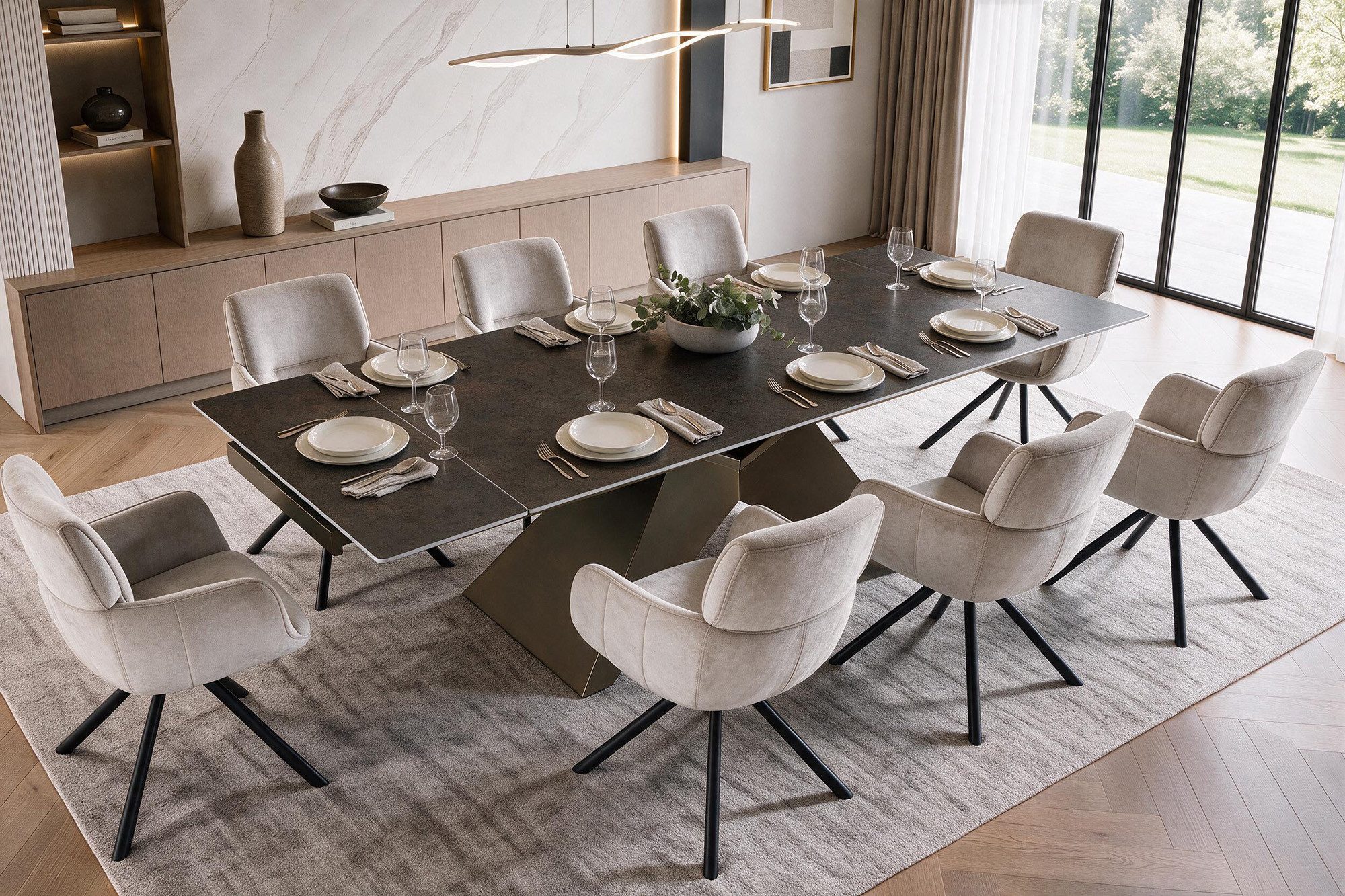 riess-ambiente Esstisch DIAMOND 180-260cm rost/bronze - Keramik, Metall, ausziehbar, modern (Einzelartikel, 1-St), Platz für bis zu 12 Personen - ideal für große Wohn- und Esszimmer