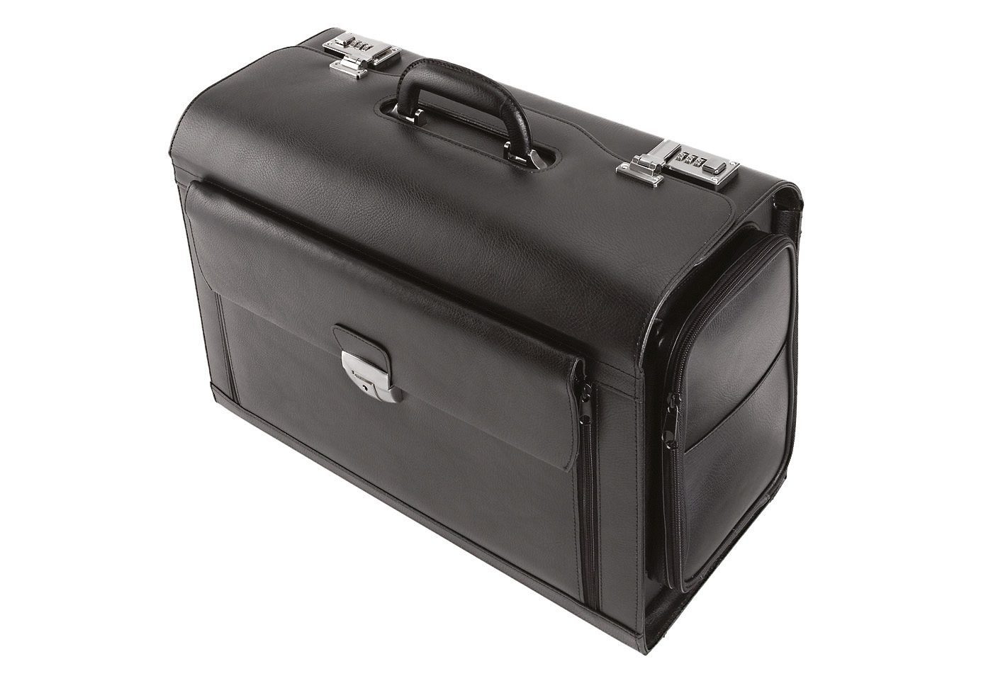 Alassio® Pilotenkoffer Verona, 0 Rollen, aus Leder mit Laptopfach