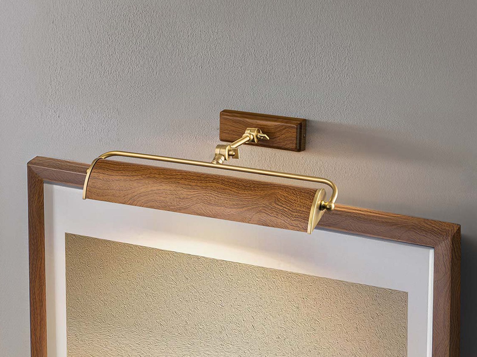 Elstead LIGHTING LED Bilderleuchte, Dimmfunktion, LED wechselbar, Warmweiß, Bilderlampe in Holzoptik, Bildbeleuchtung verstellbar Breite 44,5cm