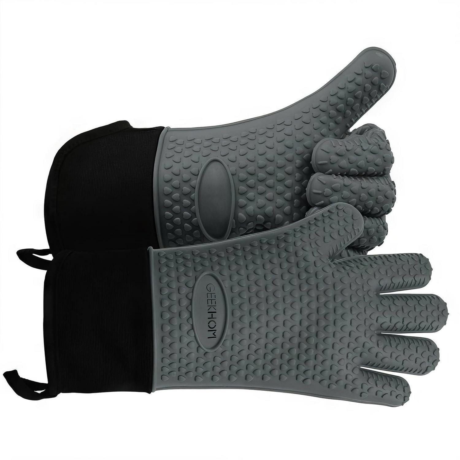 LuxusKollektion Grillhandschuhe Grillhandschuhe Hitzebeständig XL Grau