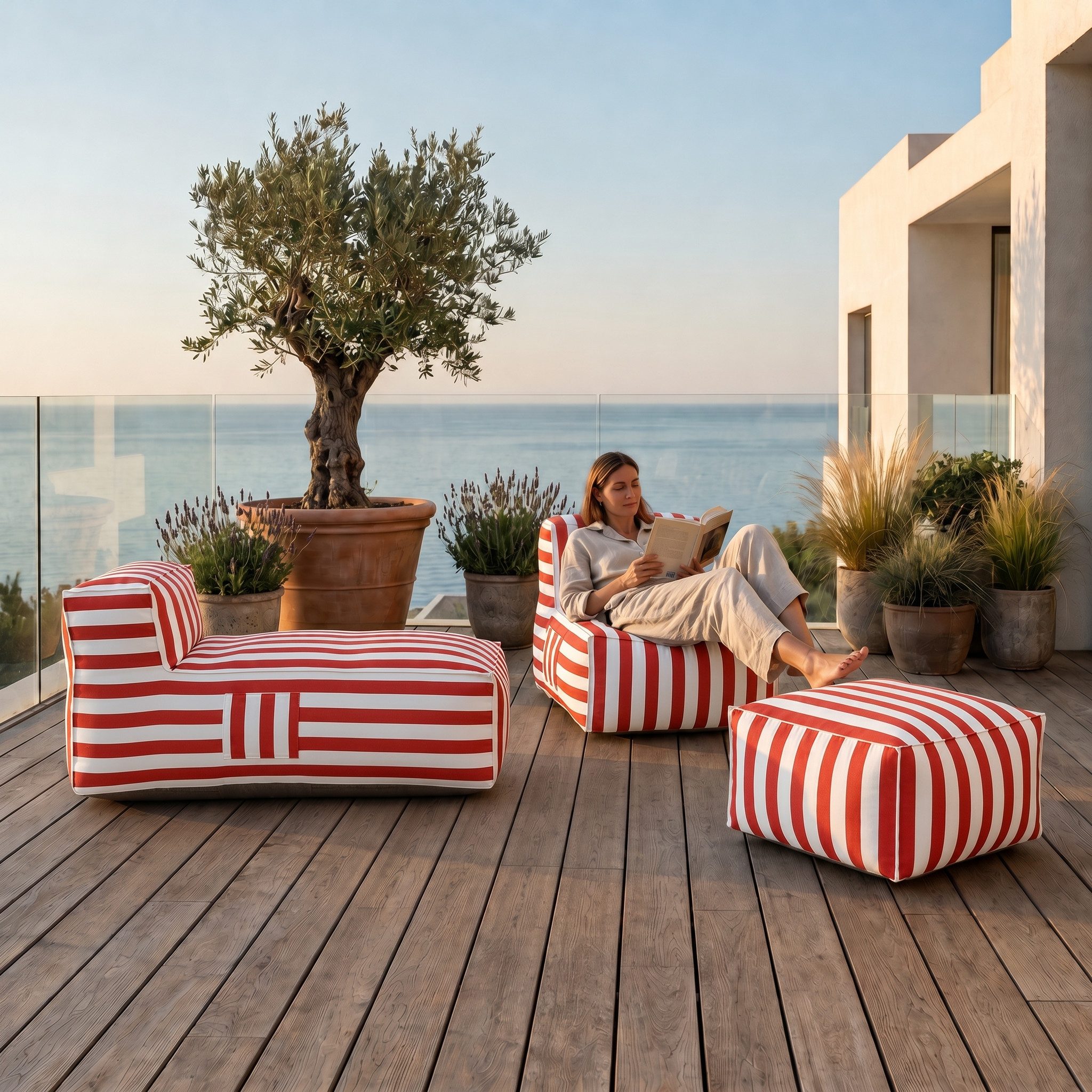 Muffo Gartenlounge-Set SOFT SET 2, (Set), mit Schaumstoffgranulat-Füllung, wasserabweisend, UV-beständig