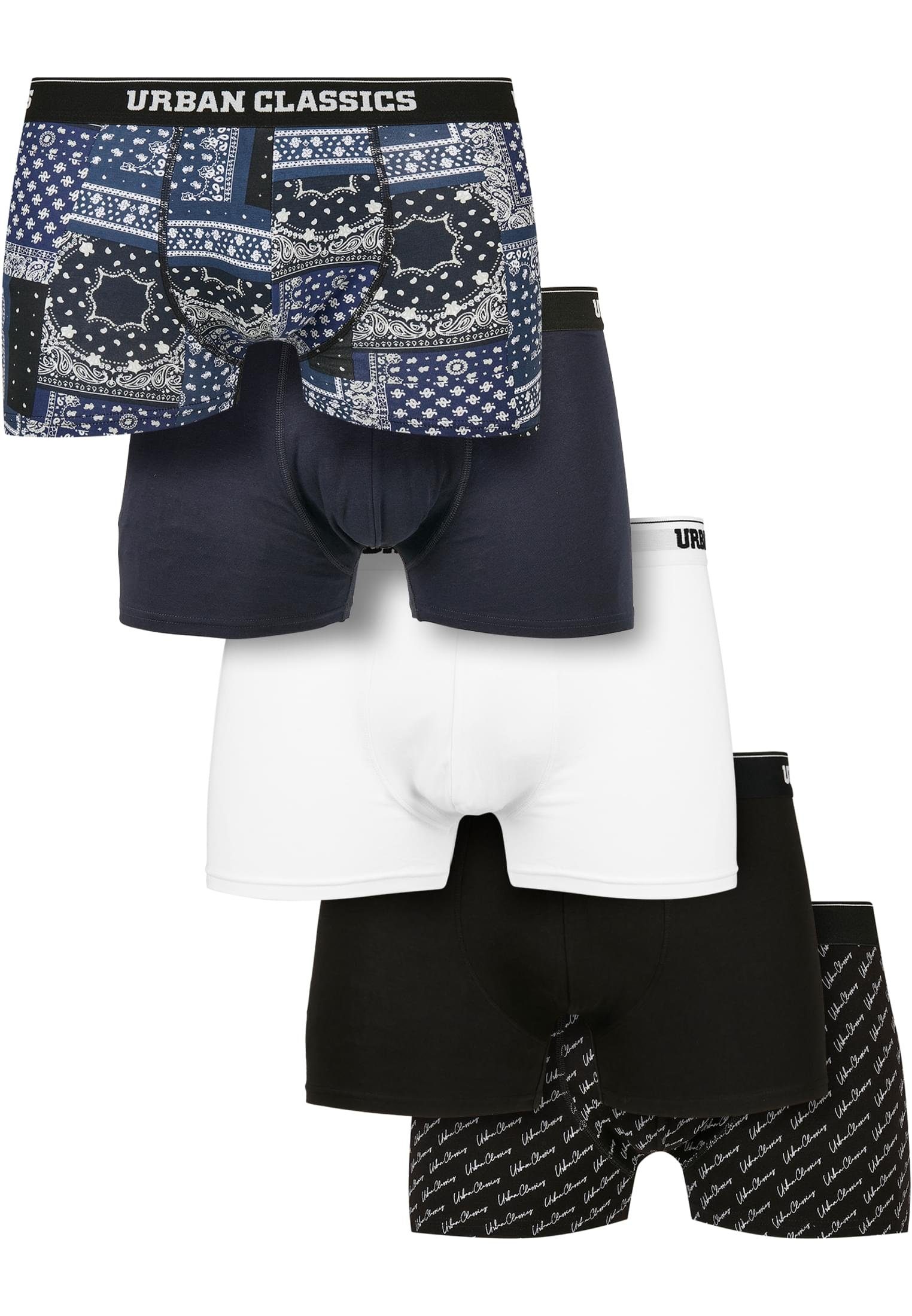 Herren Organic Shorts navy/white/black URBAN CLASSICS (1-St) Boxershorts Boxer 5-Pack
