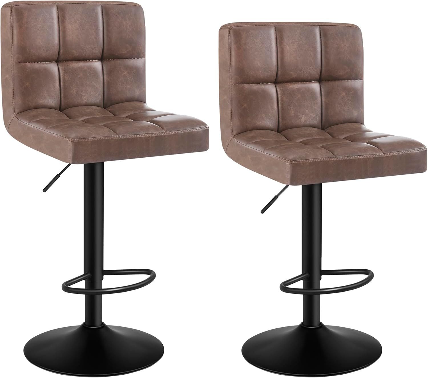 Woltu Barhocker (2 St), mit Rückenlehne Kunstleder in Antiklederoptik