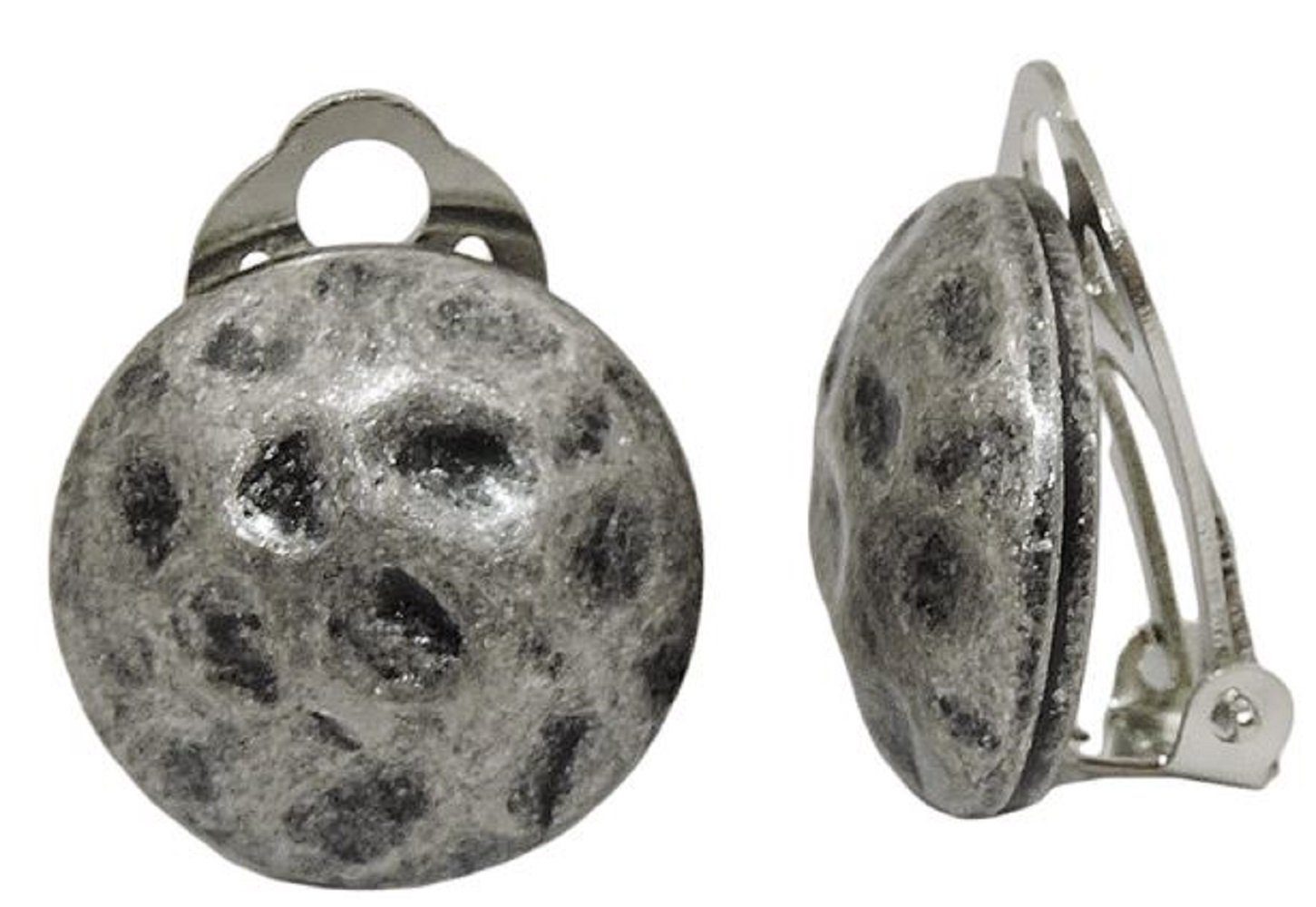 unbespielt Paar Ohrclips Modeschmuck Ohrringe antik-silberfarben glänzend 18 mm Kunststoff, Modeschmuck für Damen